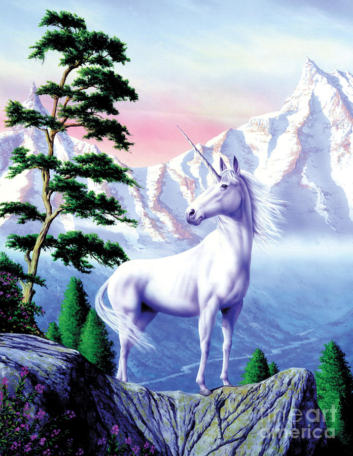 Animal Digital Art - Unicorn the land that time forgot by MGL Meiklejohn Graphics Licensing