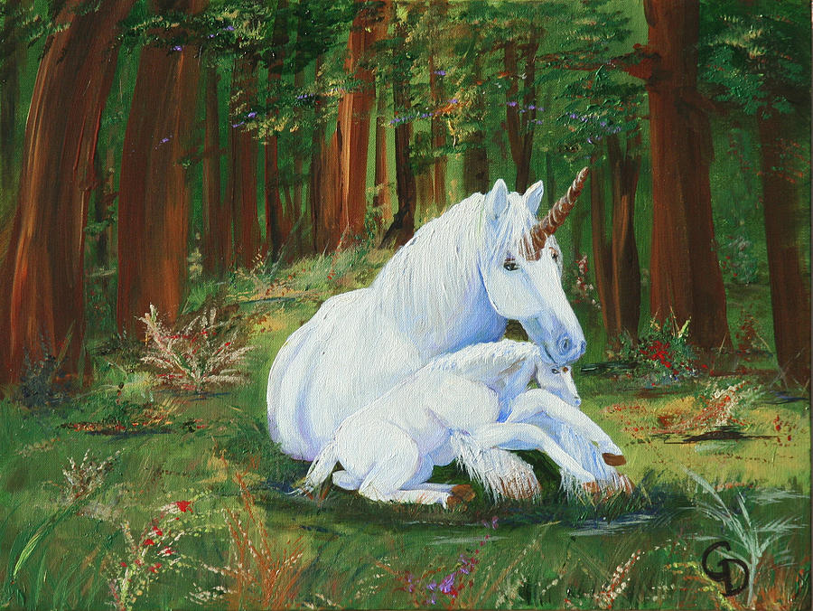 Unicorns Lap Painting by Gail Daley