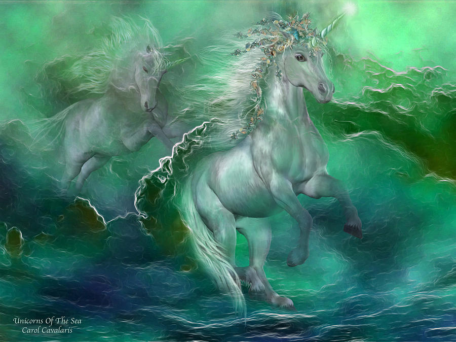 Unicorns Of The Sea Mixed Media by Carol Cavalaris
