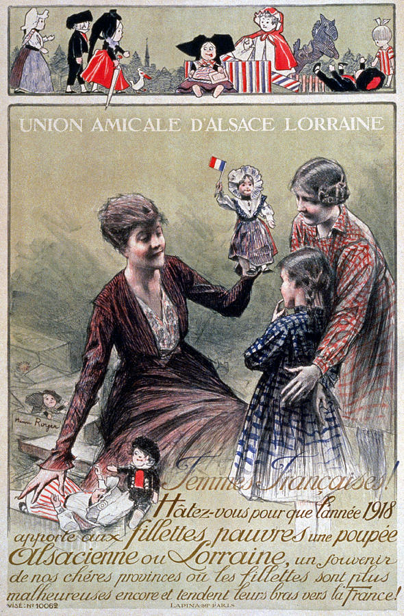Doll Drawing - Union Amicale Dalsace Lorraine, 1918 by Henri Royer