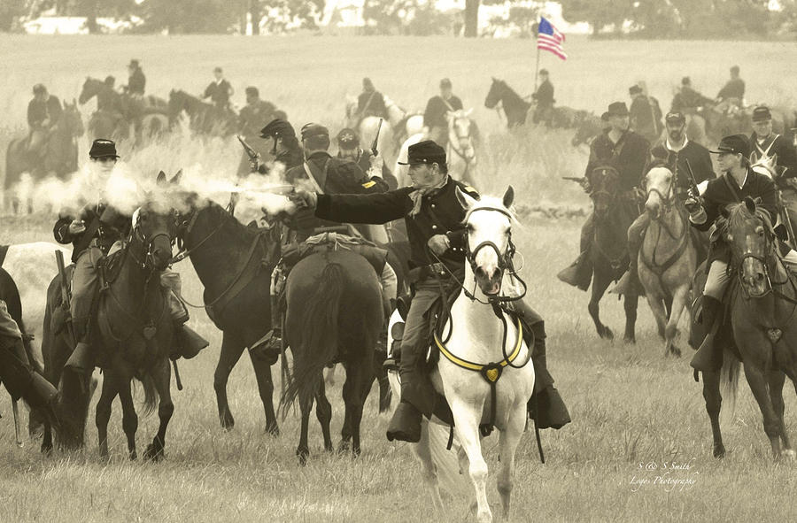 Union Calvary skirmish in sepia Photograph by Steve and Sharon Smith