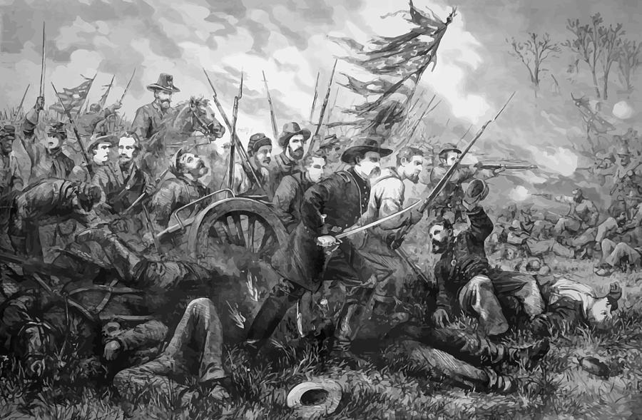 Gettysburg National Park Painting - Union Charge At The Battle Of Gettysburg by War Is Hell Store