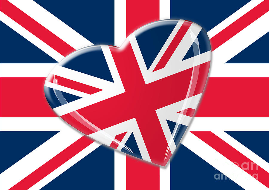 Union Jack Heart And Flag Art Digital Art By Ckeen Art - Pixels