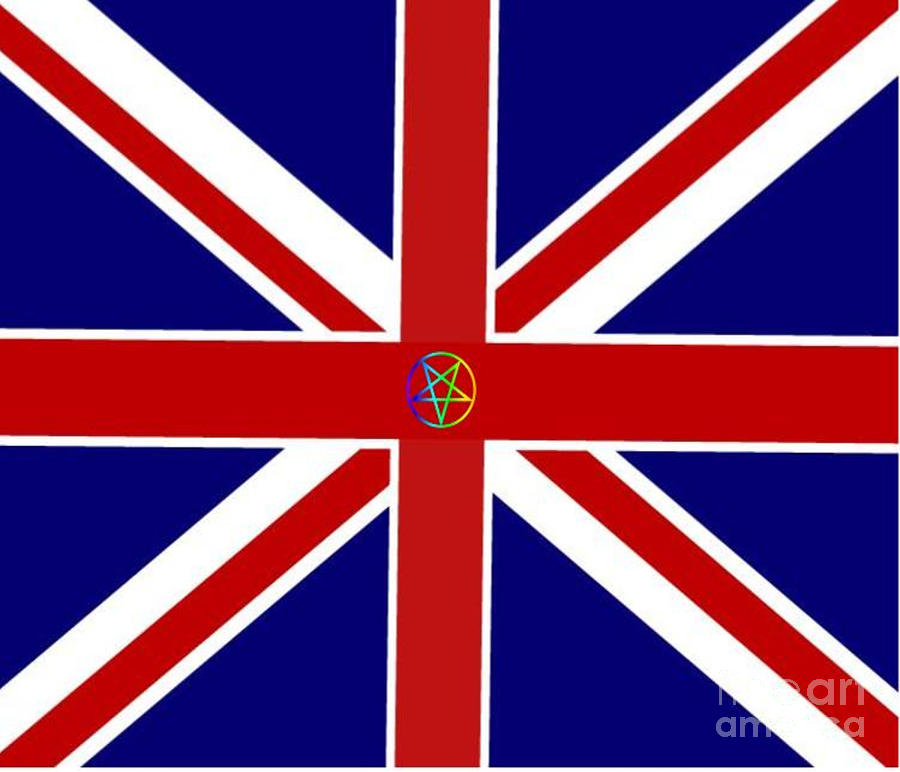 Union Jack Pentagram Flag Digital Art
