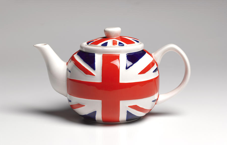 Union jack teapot close up Photograph by Peter Dazeley