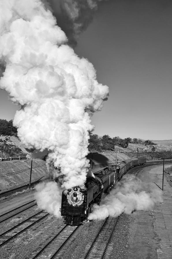 Union Pacific 844 Morning Plume black and White Photograph by Ken Smith