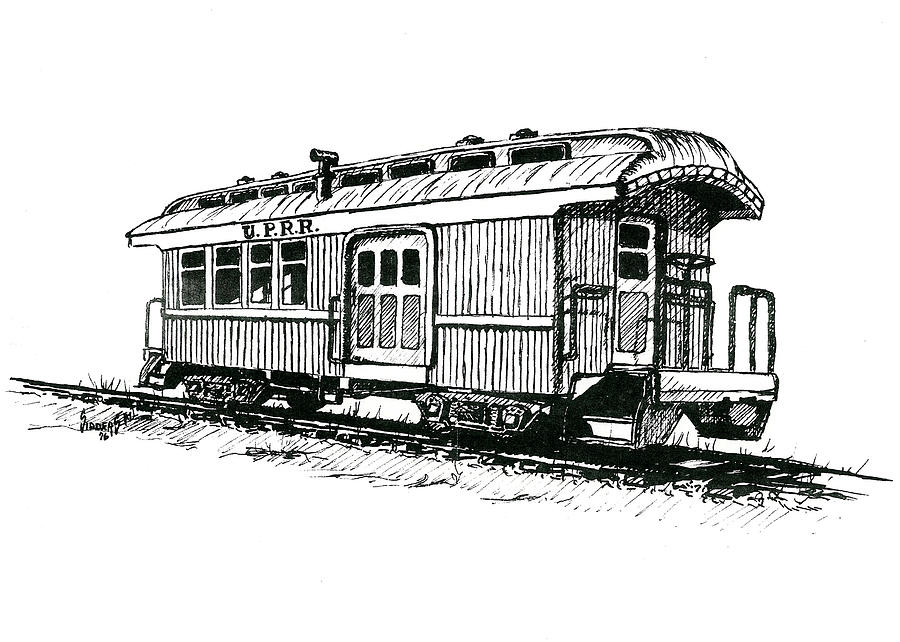 Union Pacific Combine Car Drawing by Sam Sidders