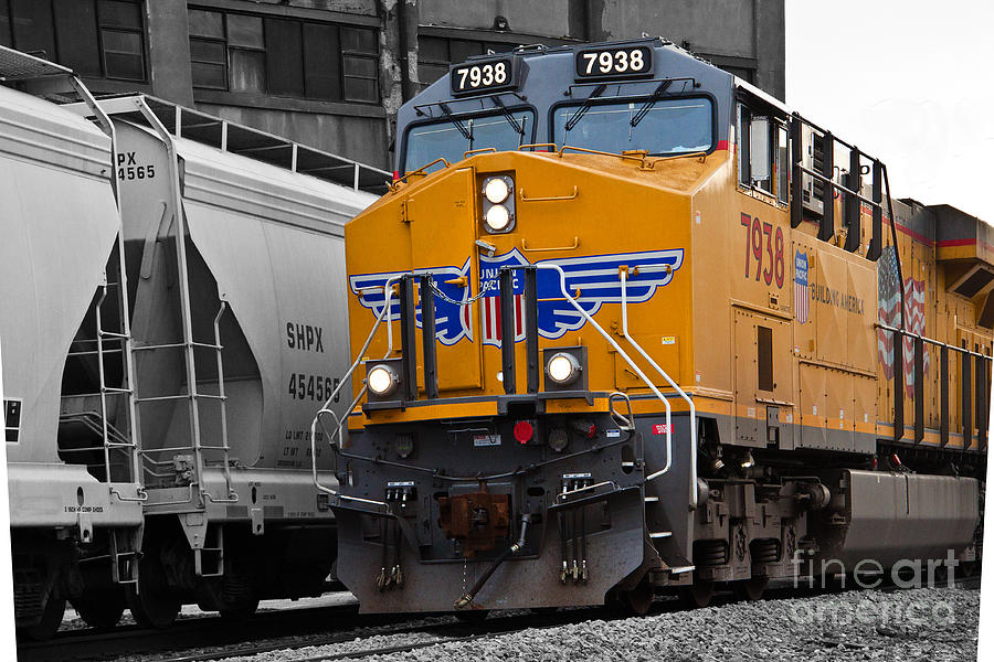 Union Pacific Train in Yard Photograph by Terri Morris