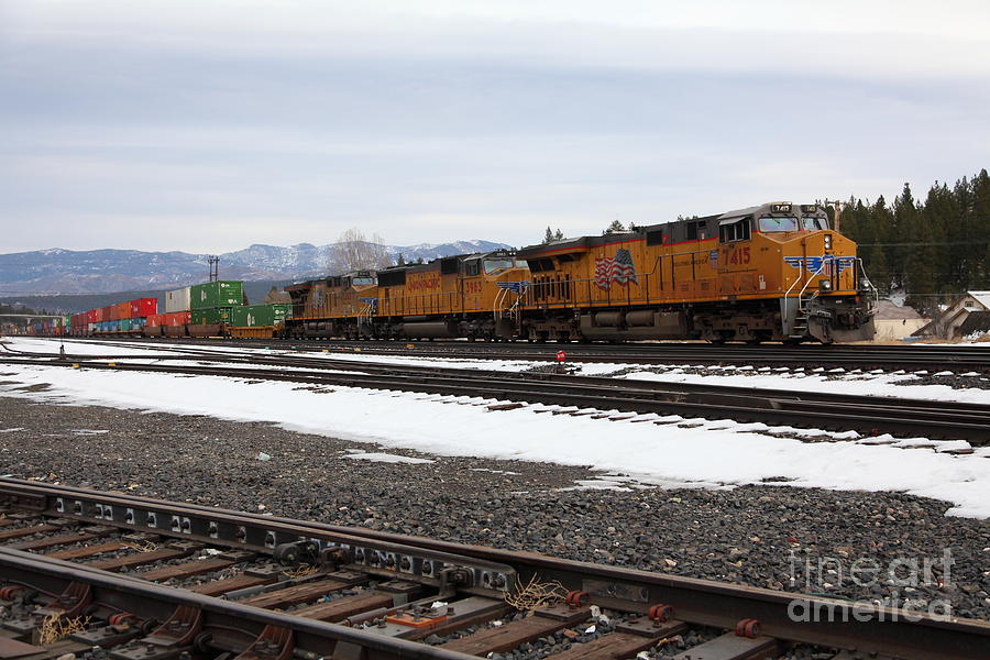 Train Photograph - Union Pacific Trains in Snowy Truckee California 5D27559 by Wingsdomain Art and Photography