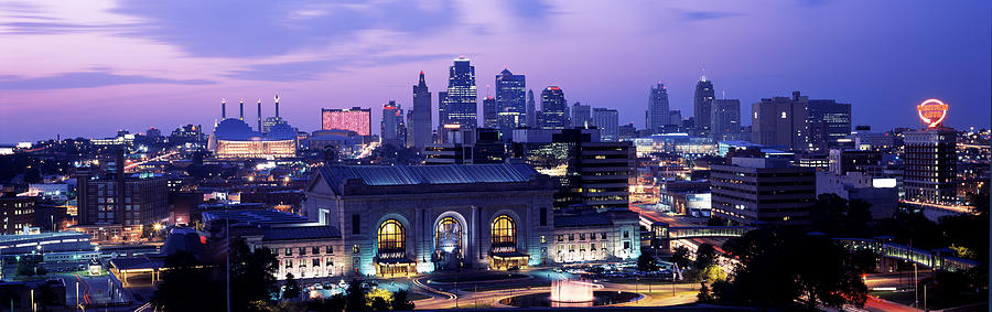 Architecture Photograph - Union Station At Sunset With City by Panoramic Images