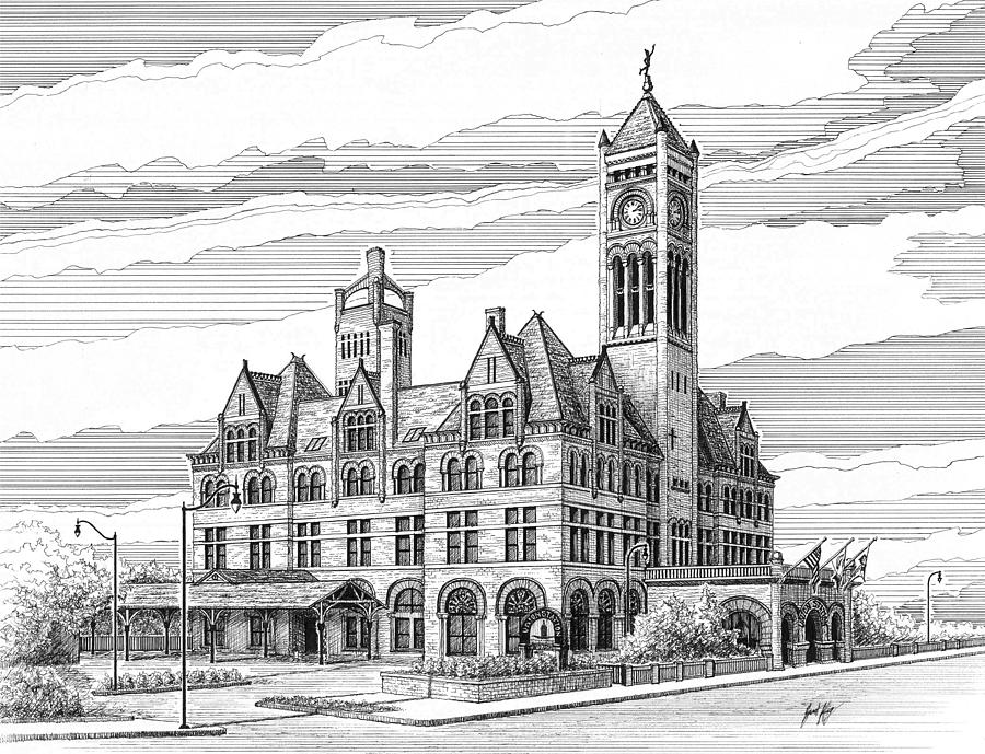 Union Station in Nashville TN Drawing by Janet King