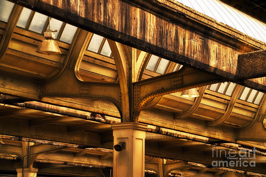Train Photograph - Union Station Roof Structure by Thomas Woolworth