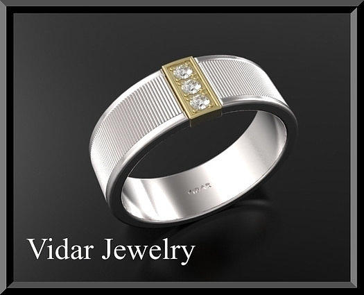 Unique 14k Yellow And White Gold Diamond Men's Wedding Ring Jewelry by ...