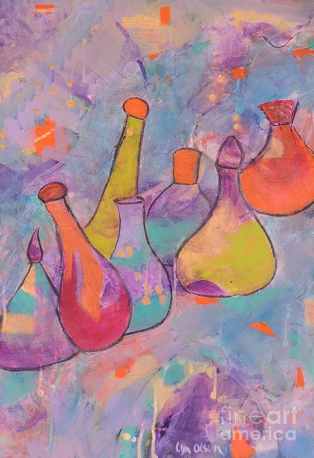 Unique Bottles Painting by Lyn Olsen