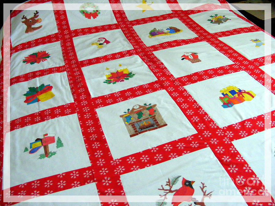 Unique Quilt with Christmas Season Images Tapestry - Textile by Barbara ...