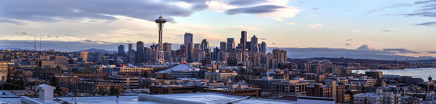 Unique Seattle Evening Skyline Perspective Photograph