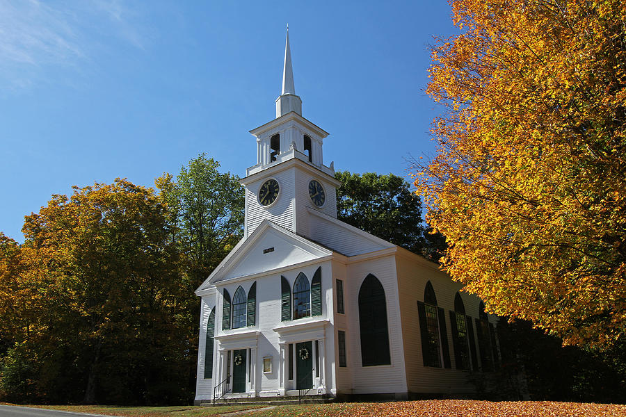 Unitarian Meeting House and Town Clock - Warwick - Massachusetts Photograph by Juergen Roth