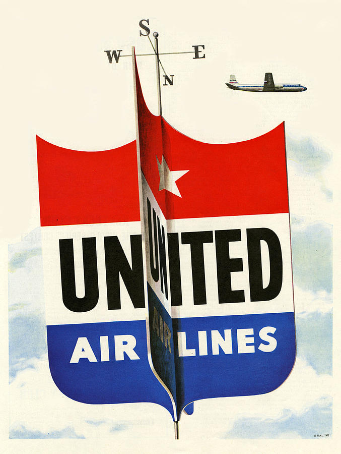 United Airlines Digital Art by Georgia Fowler