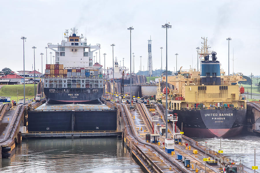 United Banner Ship Gatun Locks Panama Canal Photograph by Rene Triay FineArt Photos