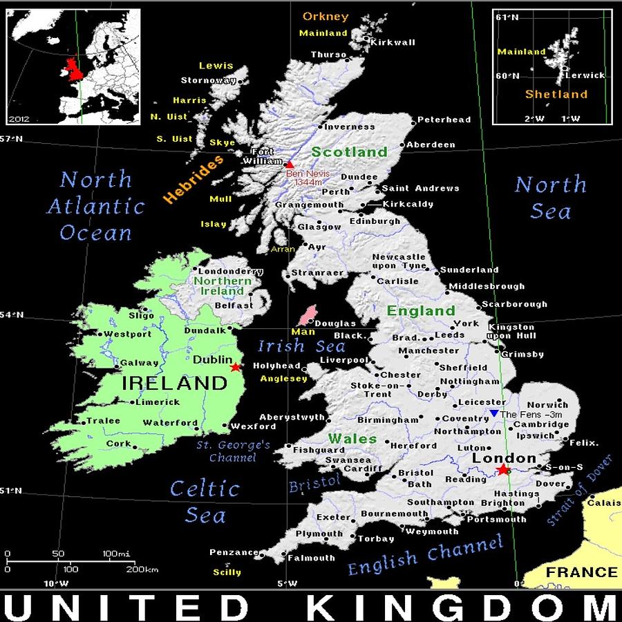 United Kingdom Exotic Map Mixed Media by Florene Welebny