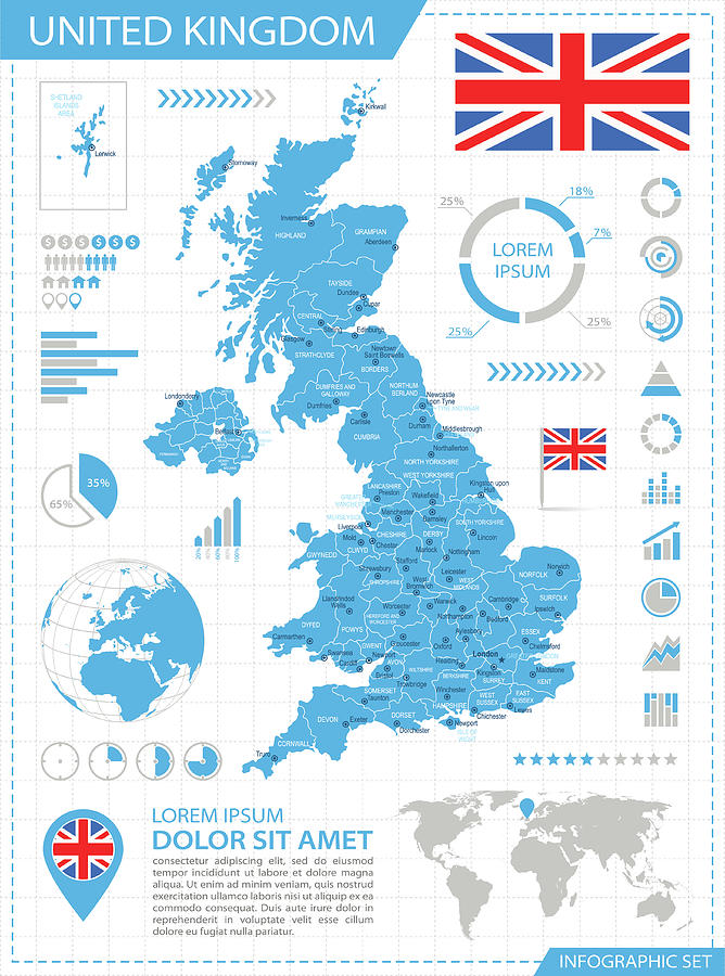 United Kingdom - Infographic Map - Digital Art by Pop jop