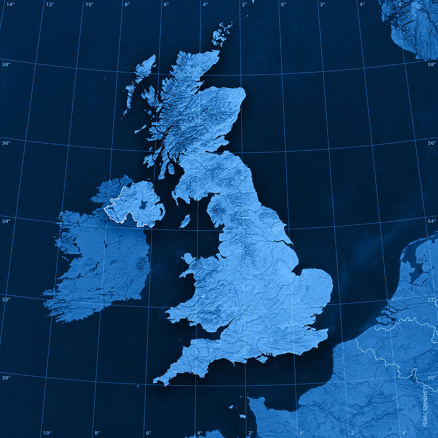 United Kingdom Topographic Map Digital Art By Frank Ramspott Pixels Merch 0591