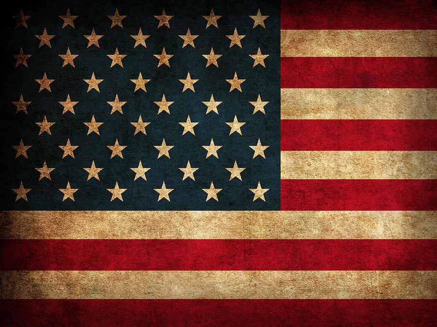 United States American USA Flag Vintage Distressed Finish on Worn