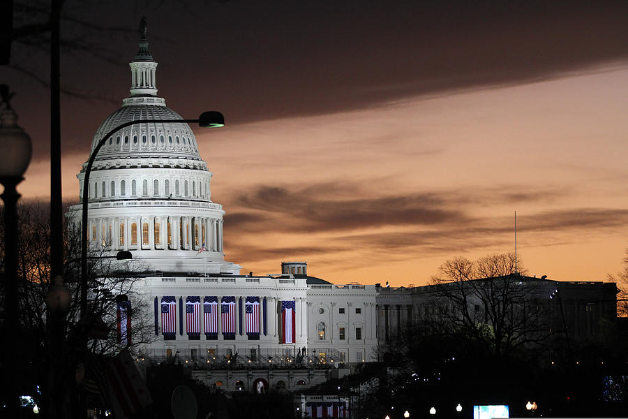 Capitol Building Photograph - United States Capitol Building at Dusk by Adam Shaw