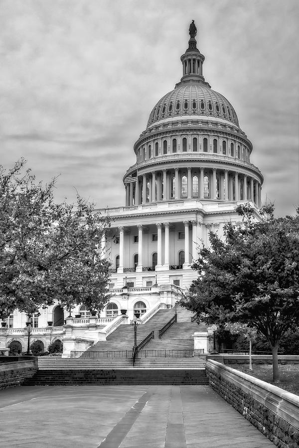 United States Capitol BW Photograph by Susan Candelario