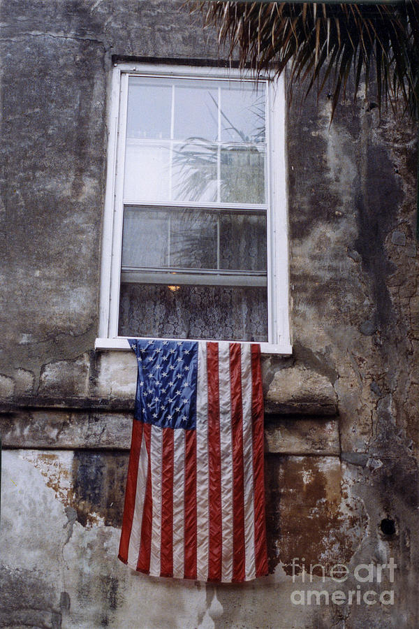 United States Flag - Savannah Georgia Window  Photograph by Kathy Fornal