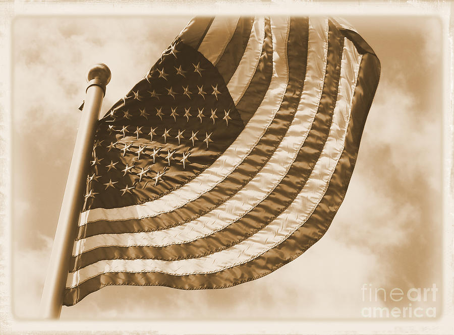 United States Flag Sepia Photograph by MM Anderson