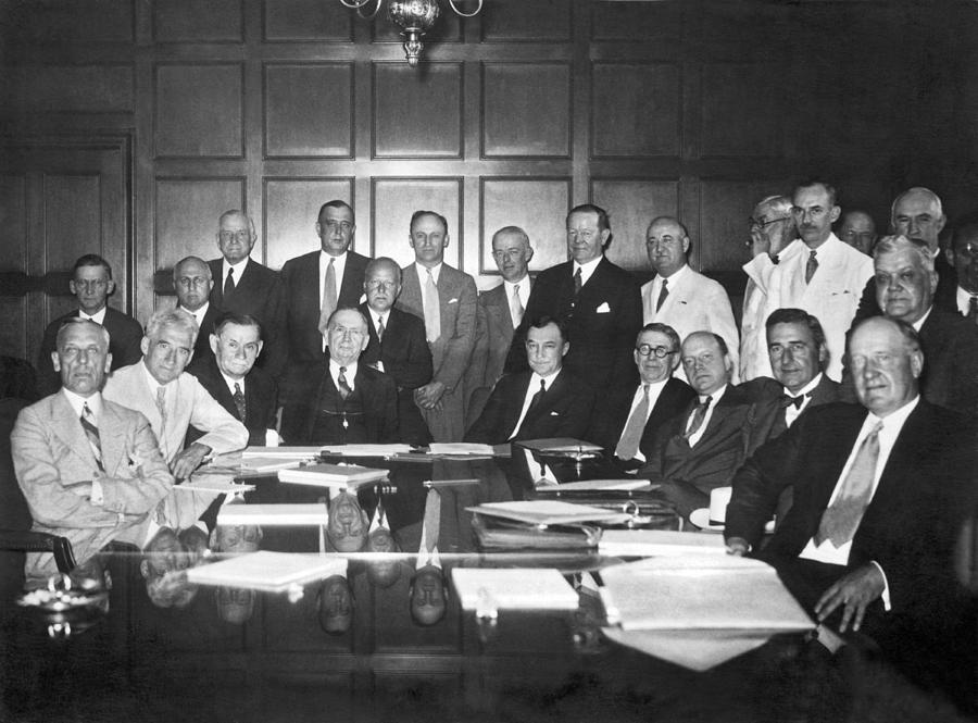 Black And White Photograph - United States Industry Leaders by Underwood Archives