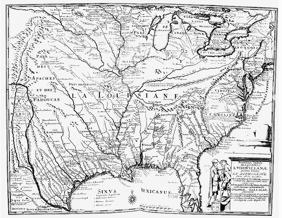 United States Map, 1734 Painting by Granger