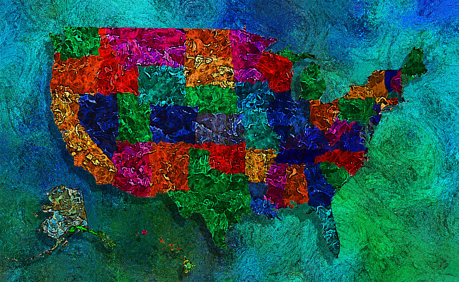 Al Painting - United States Map by Jack Zulli