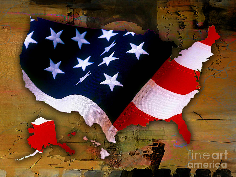 United States Map  Mixed Media by Marvin Blaine