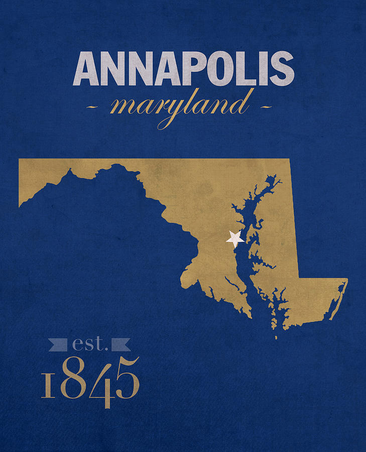 Sports Mixed Media - United States Naval Academy Navy Midshipmen Annapolis College Town State Map Poster Series No 070 by Design Turnpike
