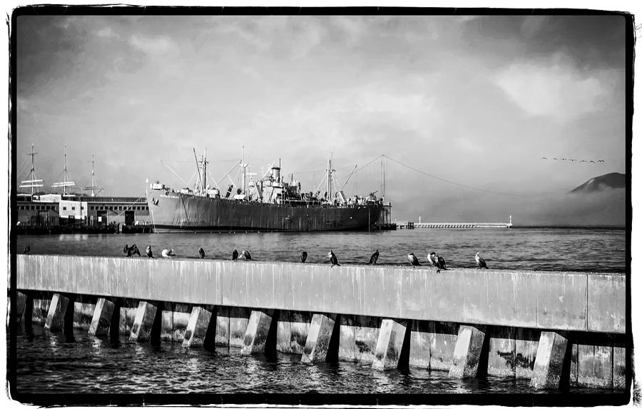 San Francisco Photograph - United States Naval ship seen from Pier 39 - San Francisco  by Jennifer Rondinelli Reilly - Fine Art Photography