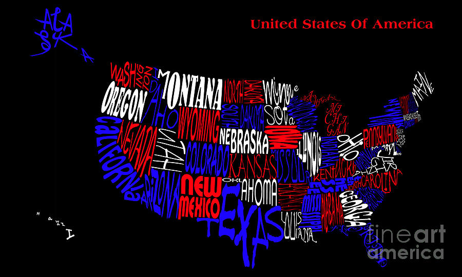 United States Of America Map Digital Art by Wendy Wilton