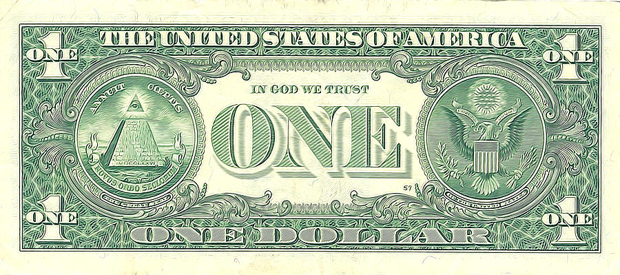 United States One Dollar Bill Reverse Painting by Lanjee Chee