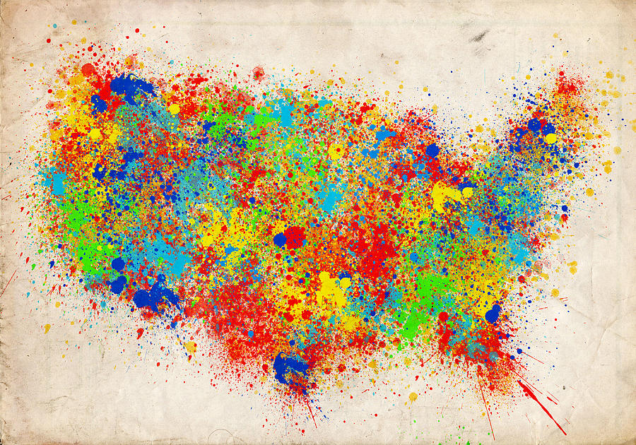 Abstract Painting - United States Splat Color Map  by Bekim M