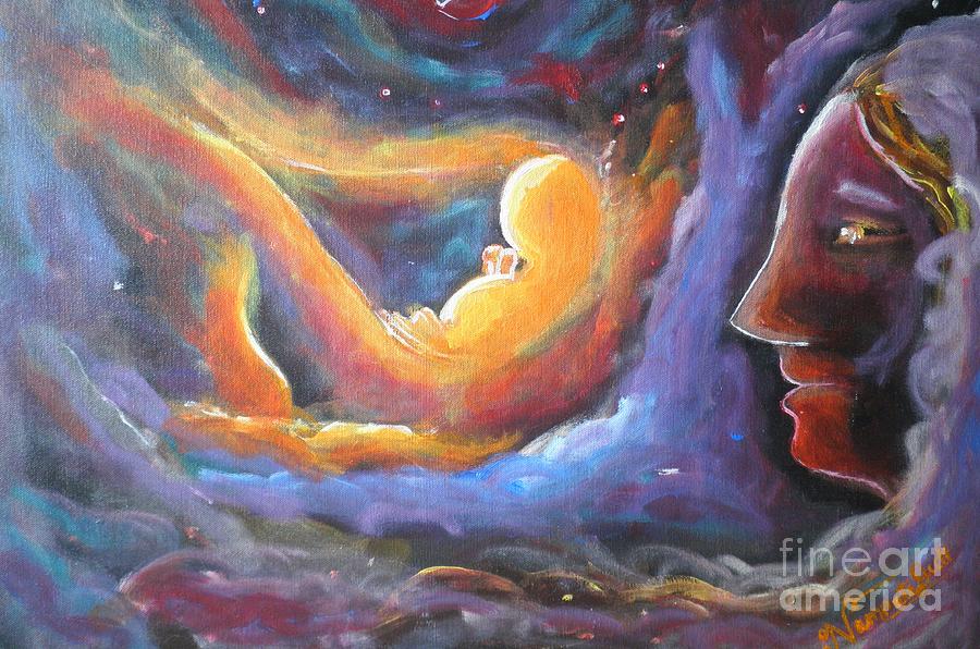 Surrealism Painting - Universe Born-Women as creator by Pixel Artist