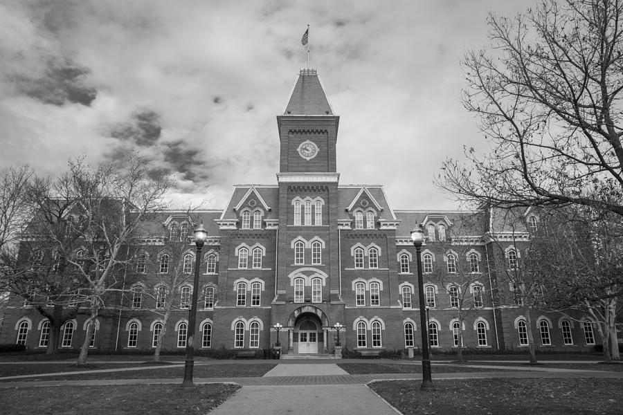 Ohio State University Photograph - University Hall Black and White by John McGraw