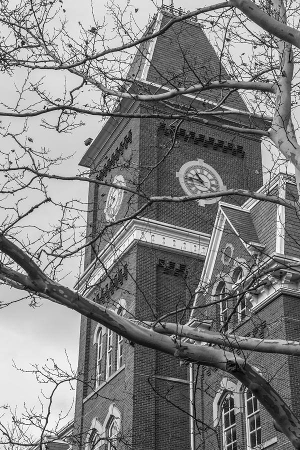University Hall Tower Black And White Photograph