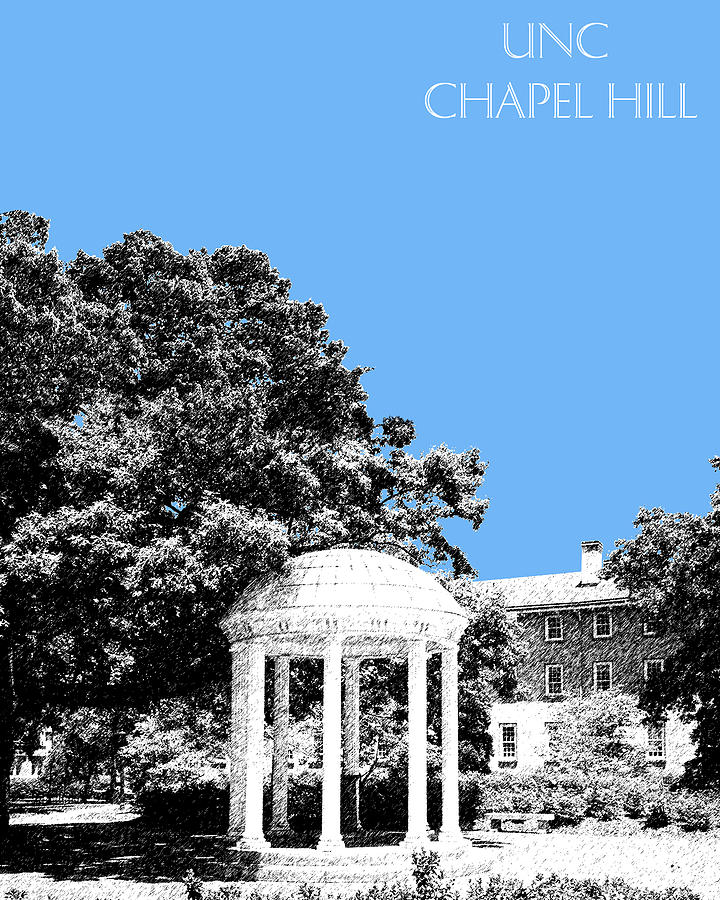 Architecture Digital Art - University North Carolina Chapel Hill - Light Blue by DB Artist
