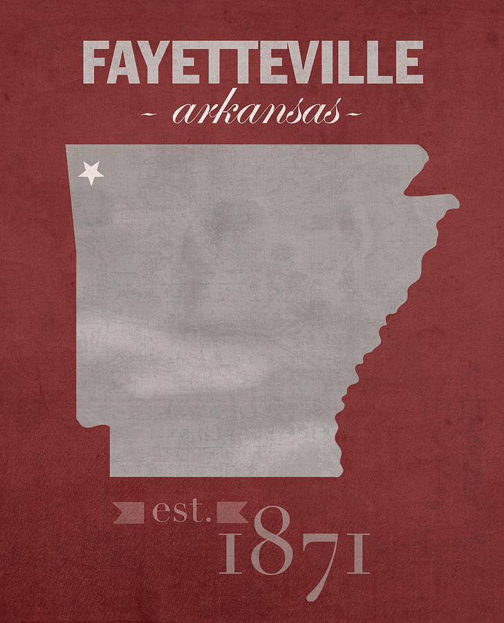 University Of Arkansas Mixed Media - University of Arkansas Razorbacks Fayetteville College Town State Map Poster Series No 013 by Design Turnpike
