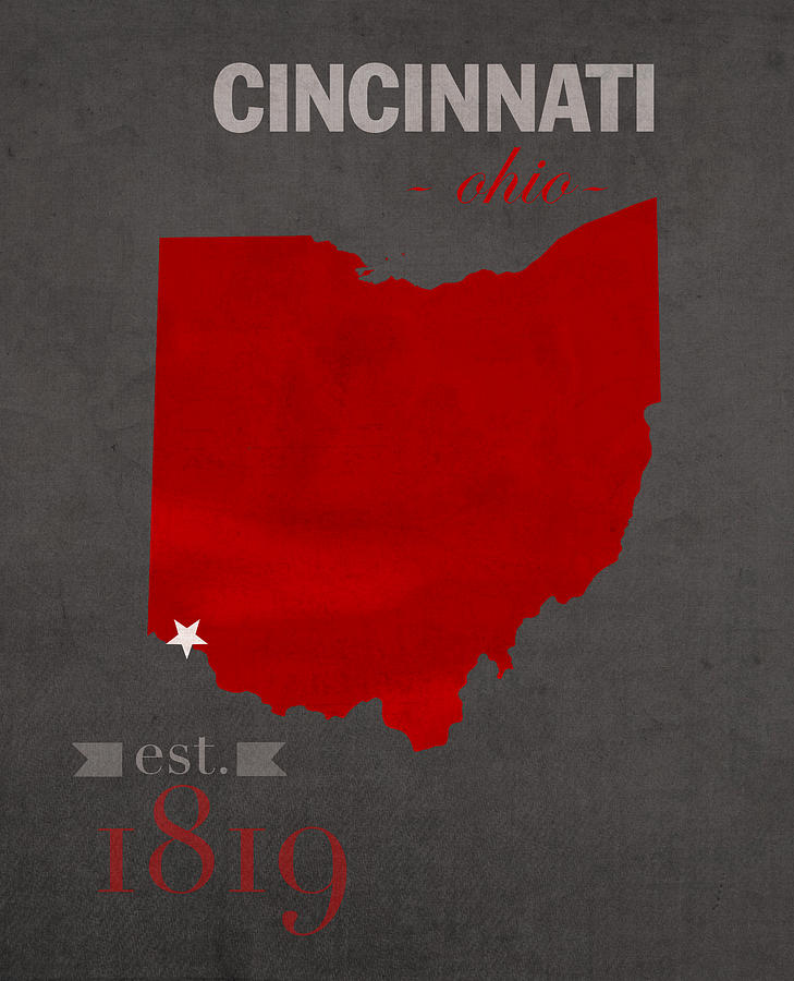 University Of Cincinnati Mixed Media - University of Cincinnati Bearcats College Town Ohio State Map Poster Series No 029 by Design Turnpike