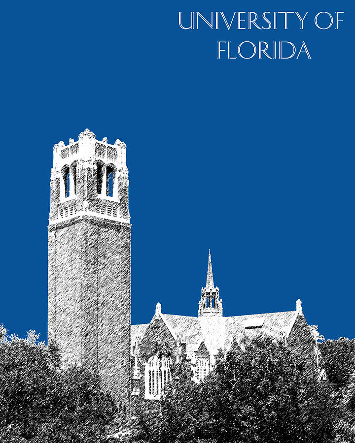 Architecture Digital Art - University of Florida - Royal Blue by DB Artist