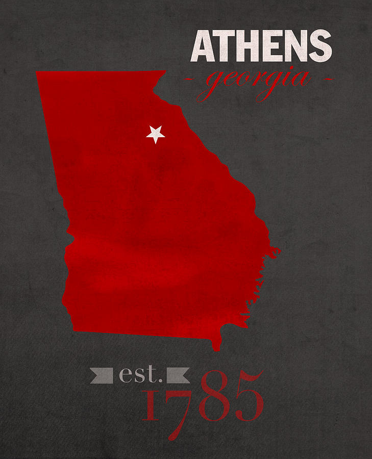 University Of Georgia Mixed Media - University of Georgia Bulldogs Athens College Town State Map Poster Series No 040 by Design Turnpike
