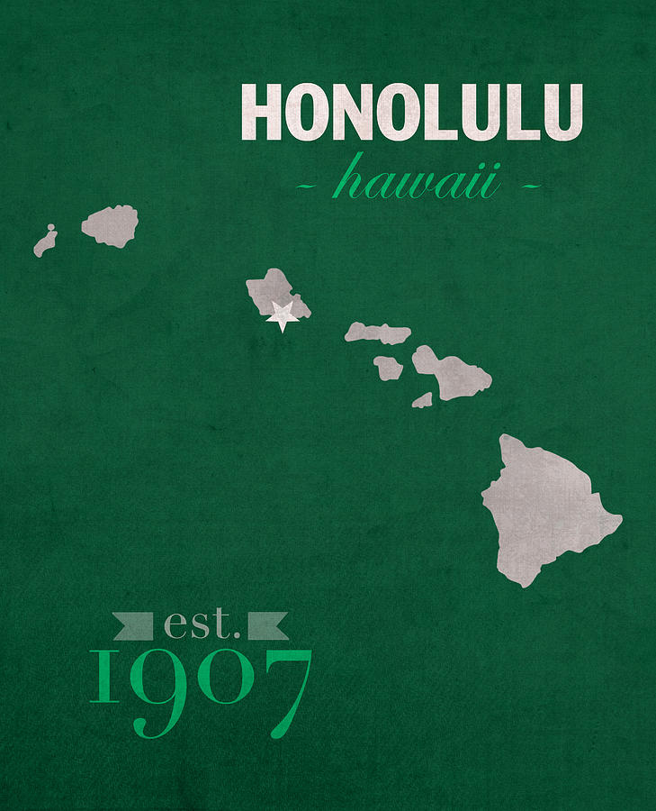 University Of Hawaii Mixed Media - University of Hawaii Rainbow Warriors Honolulu College Town State Map Poster Series No 044 by Design Turnpike