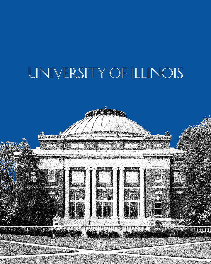 University of Illinois Foellinger Auditorium - Royal Blue Digital Art by DB Artist
